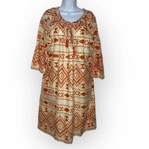 Dolma phoebe coral dress sz XL NWT tribal print tassel
